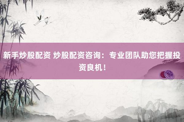 新手炒股配资 炒股配资咨询：专业团队助您把握投资良机！