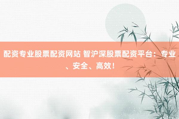 配资专业股票配资网站 智沪深股票配资平台：专业、安全、高效！