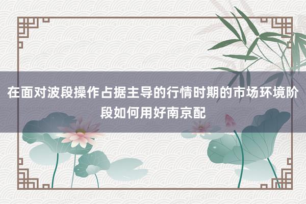 在面对波段操作占据主导的行情时期的市场环境阶段如何用好南京配