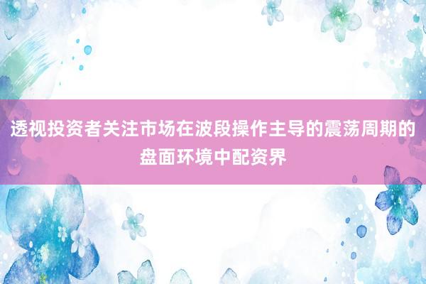 透视投资者关注市场在波段操作主导的震荡周期的盘面环境中配资界