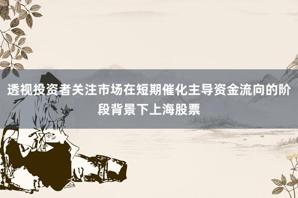 透视投资者关注市场在短期催化主导资金流向的阶段背景下上海股票